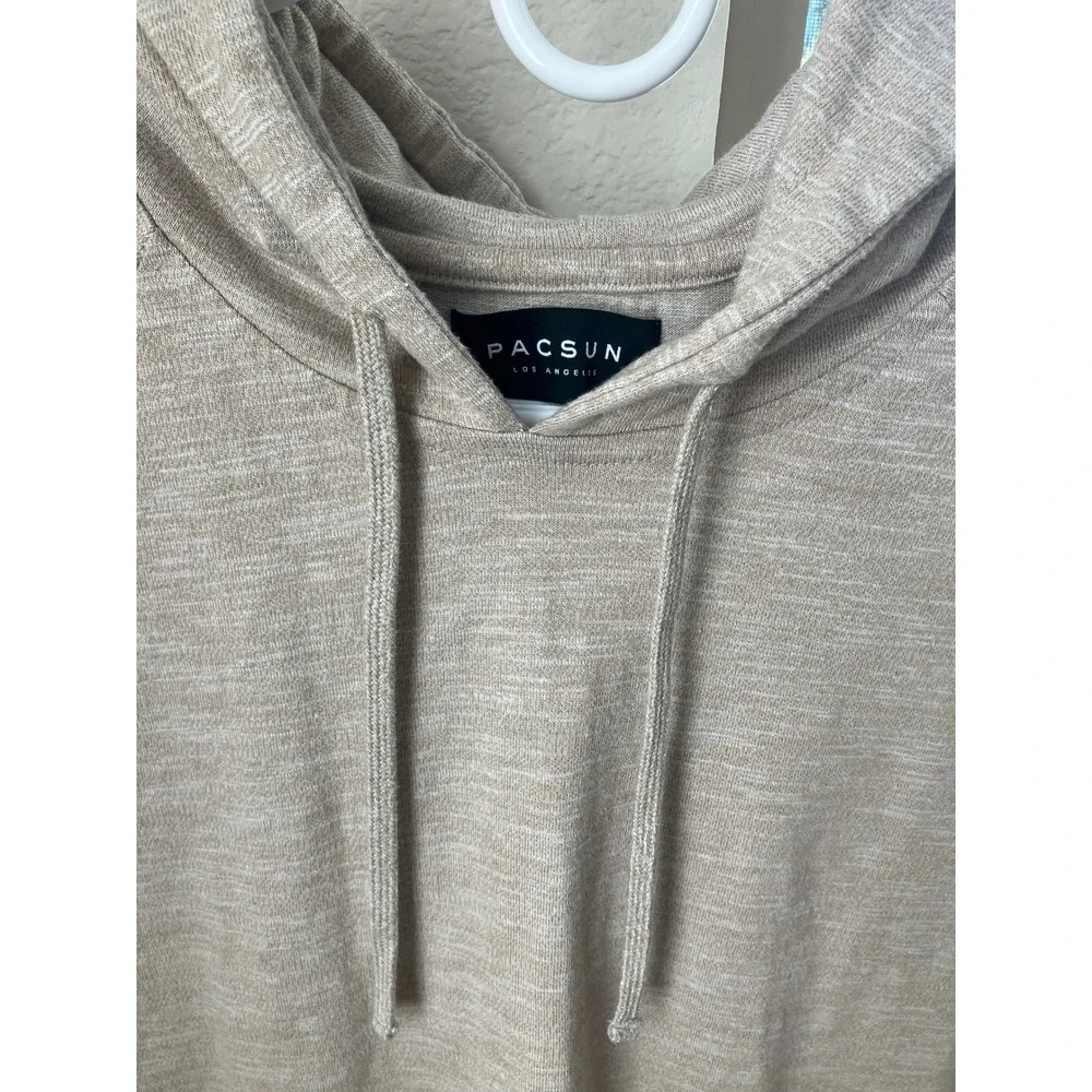 Pacsun Longer Fit Hoodie Beige Raglan Sleeve Pullover Casual Comfy - Picture 2 of 8